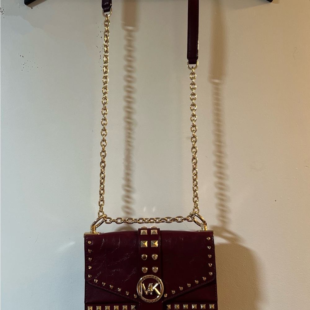 Michael Kors Dark Red Studded Wristlet